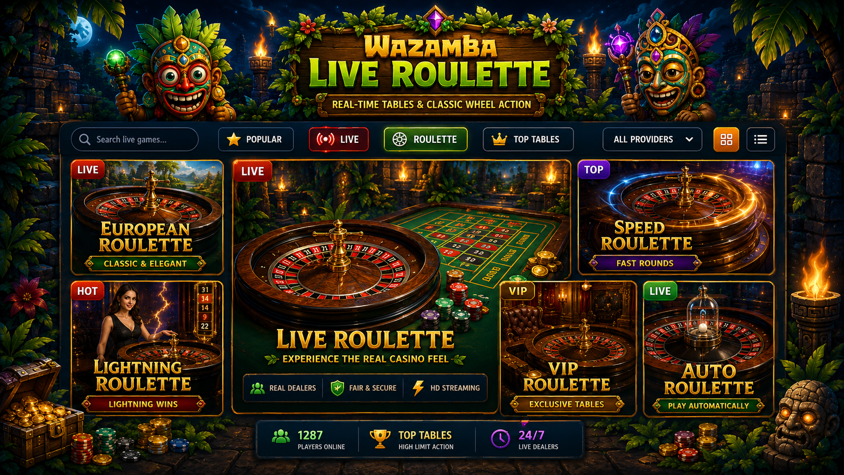 Illustration eines Live-Roulette-Rads und Spielkarten